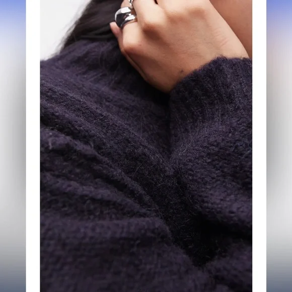 Topshop Dark Navy Women's Turtleneck Sweater - Picture 3 of 10
